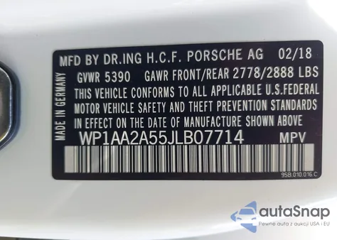 2018 Porsche Macan from USA, damaged, VIN WP1AA2A55JLB07714